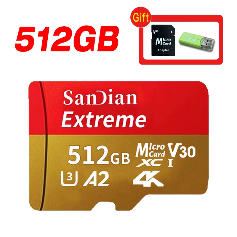Original Micro TF SD Card 128GB 256GB Memory Card Class10 U3 512GB 1TB High Speed Mini SD Card for Phone Camera Car DV SLR