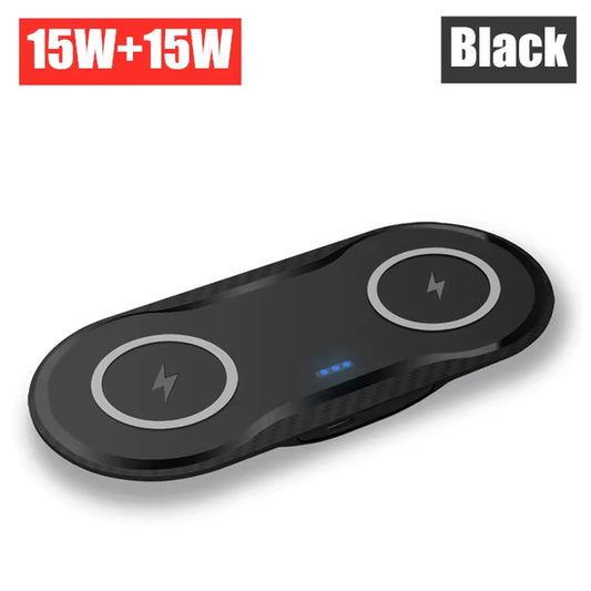 2 in 1 30W Wireless Chargers for Iphone 16 15 14 13 12 11 XS XR Airpods 3 Pro Samsung S24 S23 S22 Dual 15W Fast Charging Pad