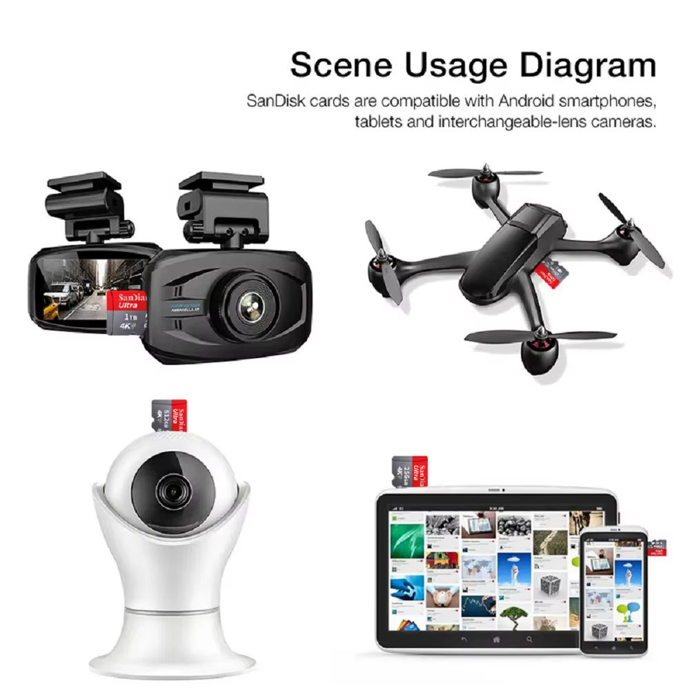 Original Micro TF SD Card 128GB 256GB Memory Card Class10 U3 512GB 1TB High Speed Mini SD Card for Phone Camera Car DV SLR