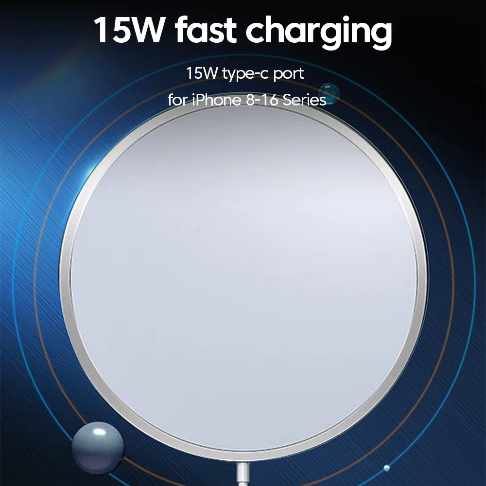 15W Magnetic Wireless Fast Chargers with Type C Fast Charging Cable for Iphone12-16 Charger Adapter Macsafe Phone Charging Dock