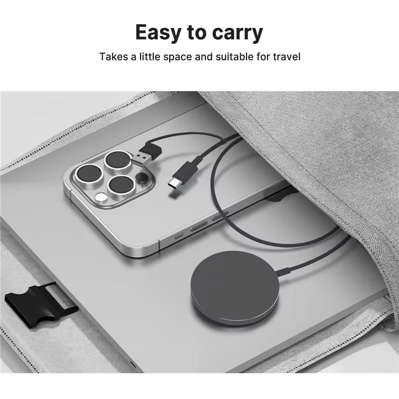 VIKEFON 30W Magnetic Wireless Charger PD Type C USB Fast Charging Station Pad for Iphone 16 15 14 13 12 Pro Max Airpods Earphone