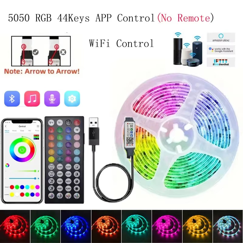 Tape Bluetooth USB LED Strip Light SMD5050 5V RGB Lights Flexible LED Lamp Tape Ribbon RGB Self-Adhesive TV Desktop Diode