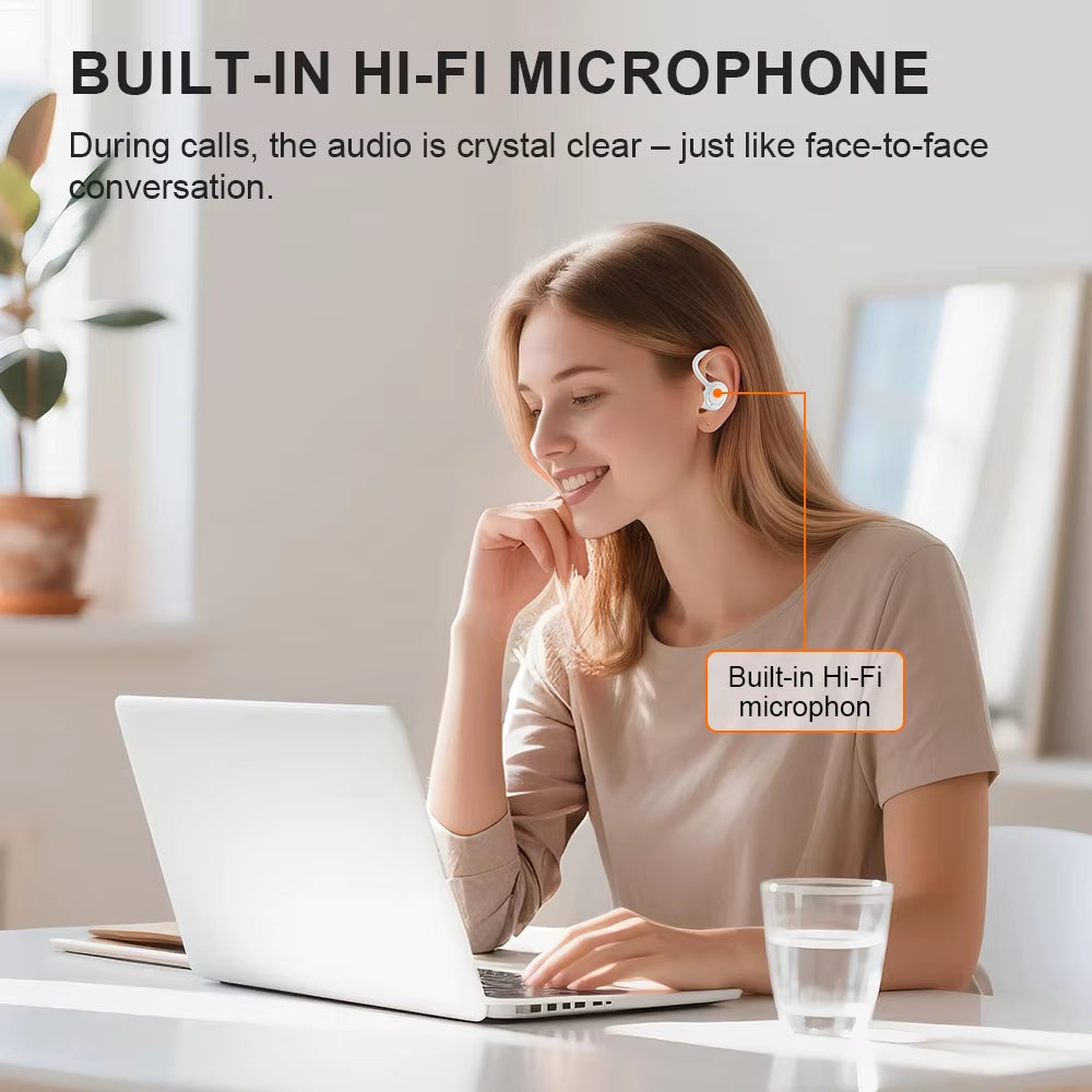 Open-Ear Headphones with Stable Comfort & Hi-Res Sound Pure Bass Bluetooth Earbuds OWS Wireless Headphones for Sports