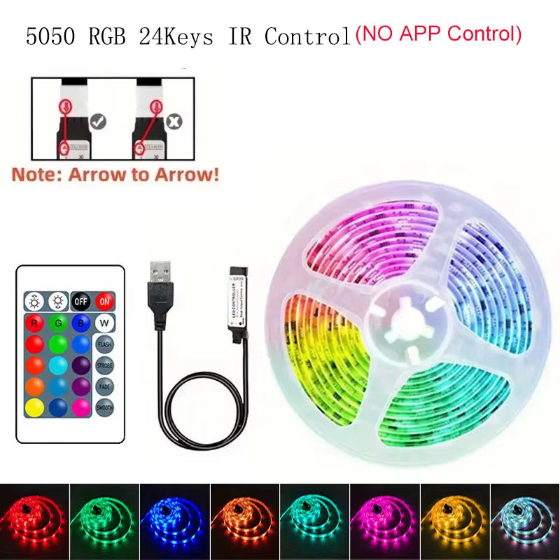 Tape Bluetooth USB LED Strip Light SMD5050 5V RGB Lights Flexible LED Lamp Tape Ribbon RGB Self-Adhesive TV Desktop Diode