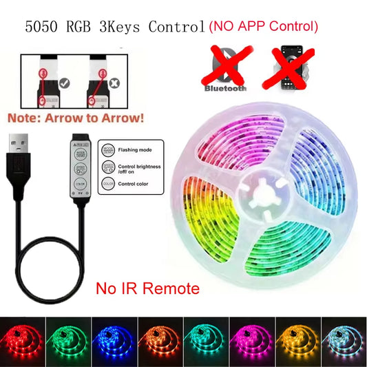 Tape Bluetooth USB LED Strip Light SMD5050 5V RGB Lights Flexible LED Lamp Tape Ribbon RGB Self-Adhesive TV Desktop Diode