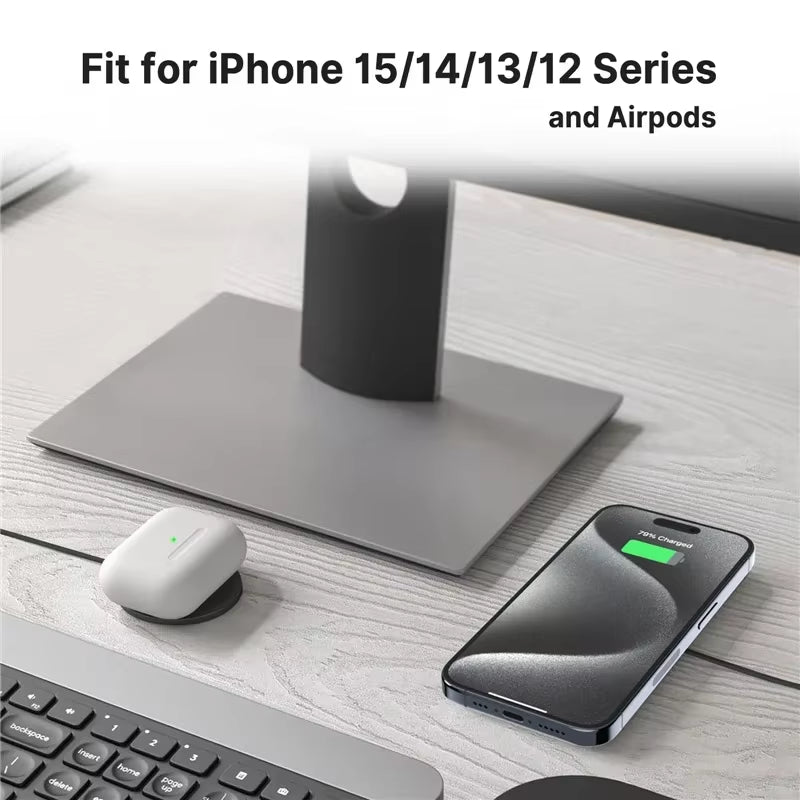 VIKEFON 30W Magnetic Wireless Charger PD Type C USB Fast Charging Station Pad for Iphone 16 15 14 13 12 Pro Max Airpods Earphone