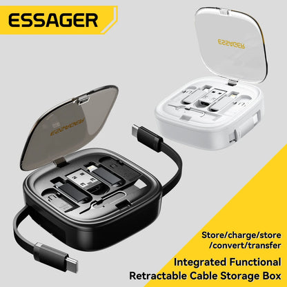 PD 60W Multifunctional USB Type C Data Cable Set Fast Charging for Iphone16 15 Xiaomi Charger Storage Box Pin Travel Box