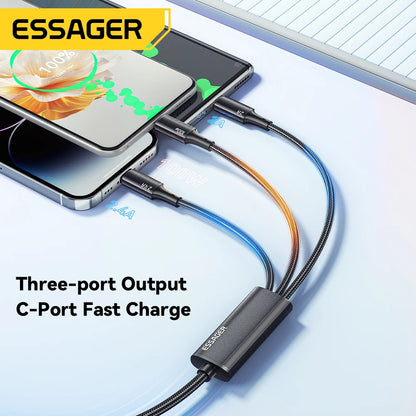 100W 7A USB Type C Fast Charger Cable 3 in 1 Fast Charging Cable for Iphone 15 14 13 12 Promax Samsung Xiaomi Macbook