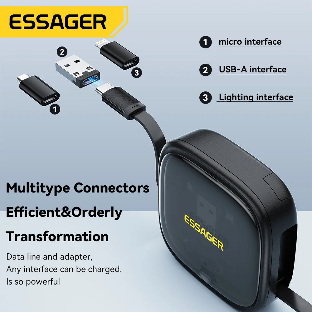 PD 60W Multifunctional USB Type C Data Cable Set Fast Charging for Iphone16 15 Xiaomi Charger Storage Box Pin Travel Box