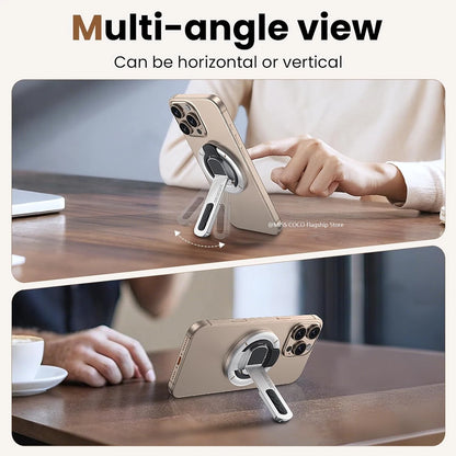 For Magsafe Phone Grip Stand, 3-In-1 Magnetic Finger Ring Holder Double-Sided Magnetic Phone Stand for Iphone 17 16 15 14 13 12
