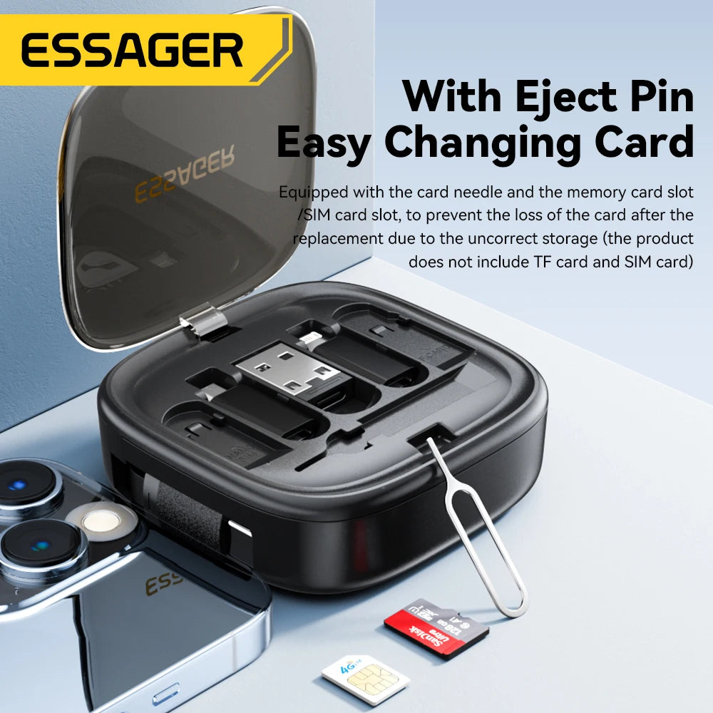 PD 60W Multifunctional USB Type C Data Cable Set Fast Charging for Iphone16 15 Xiaomi Charger Storage Box Pin Travel Box