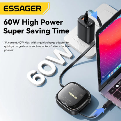 PD 60W Multifunctional USB Type C Data Cable Set Fast Charging for Iphone16 15 Xiaomi Charger Storage Box Pin Travel Box