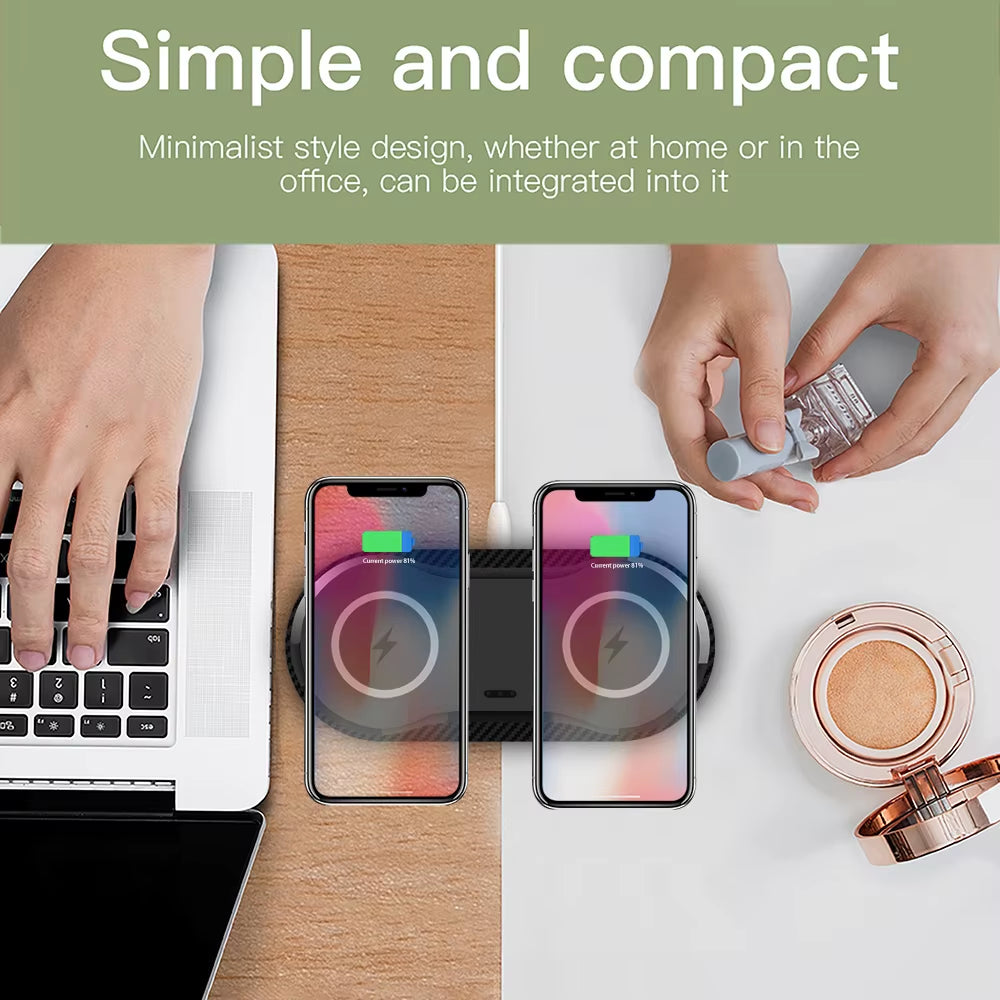 2 in 1 30W Wireless Chargers for Iphone 16 15 14 13 12 11 XS XR Airpods 3 Pro Samsung S24 S23 S22 Dual 15W Fast Charging Pad
