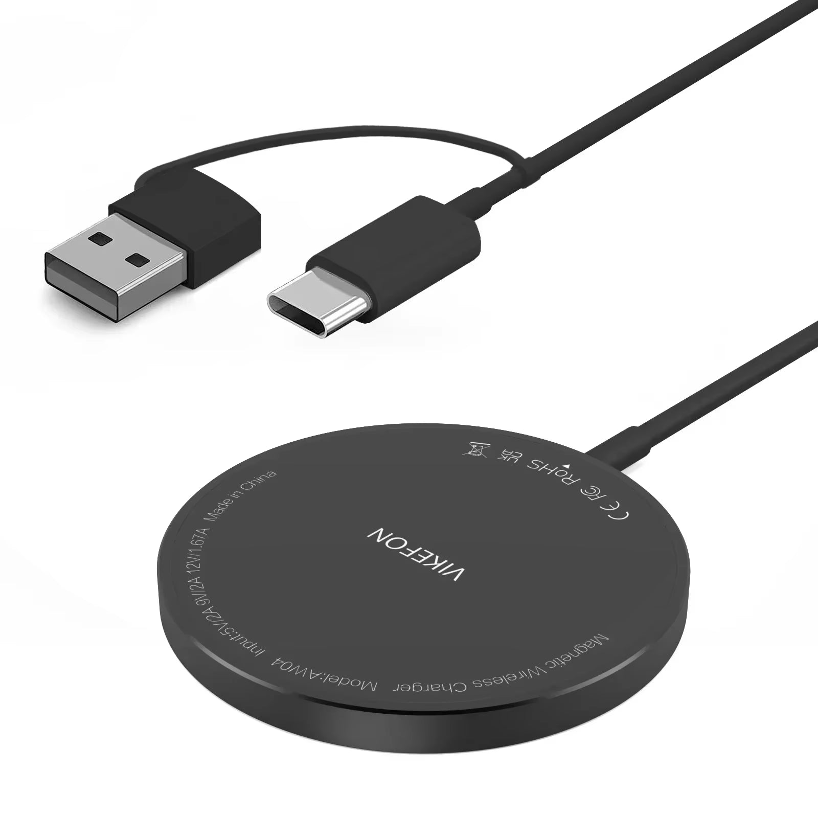 VIKEFON 30W Magnetic Wireless Charger PD Type C USB Fast Charging Station Pad for Iphone 16 15 14 13 12 Pro Max Airpods Earphone